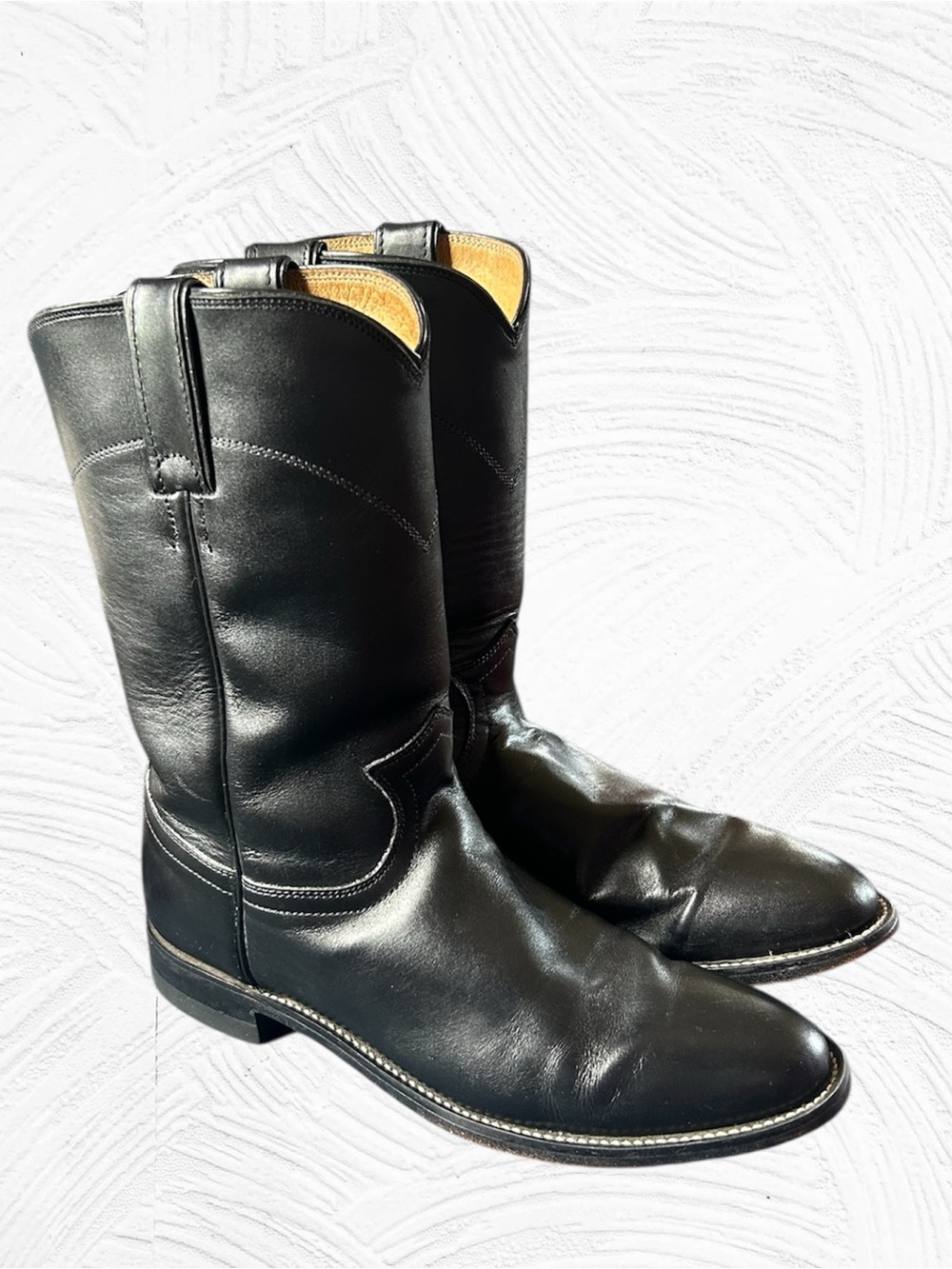 Justin Leather Cora Round Toe Roper Boots Size 8